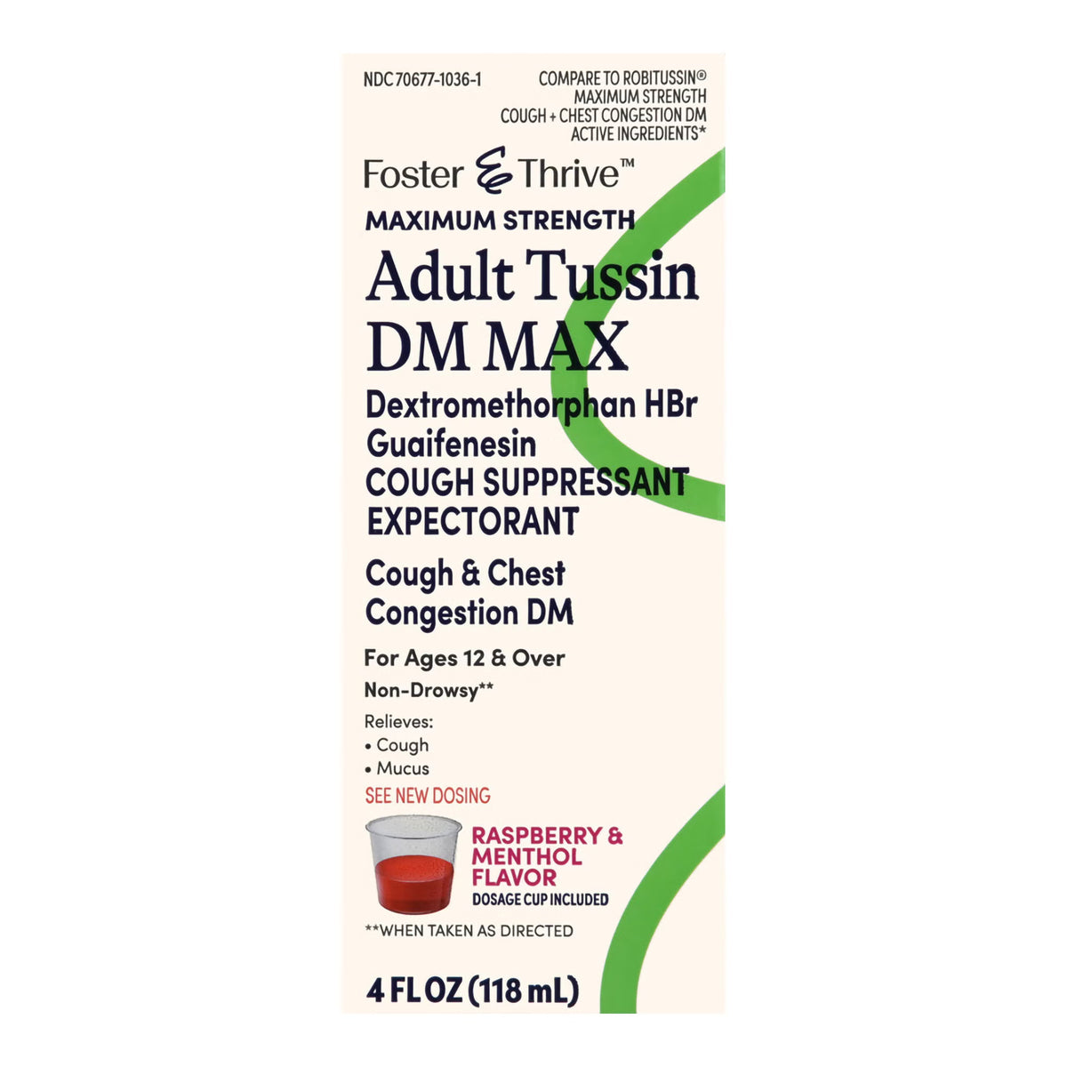 Foster & Thrive™ Adult Tussin DM Max Liquid, Raspberry & Menthol, EA/1