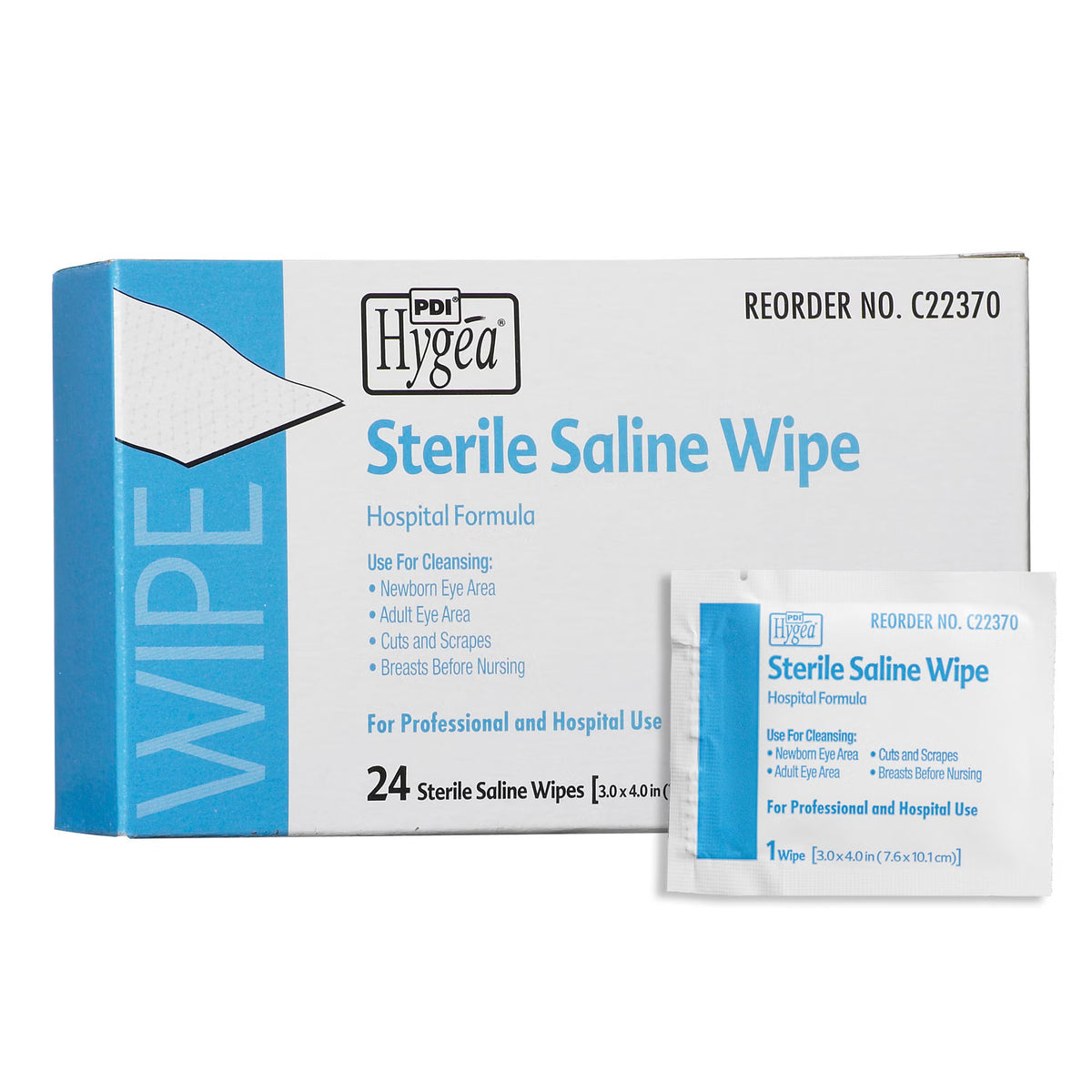 Hygea® Unscented Saline Wipe, Individual Packet, BX/24