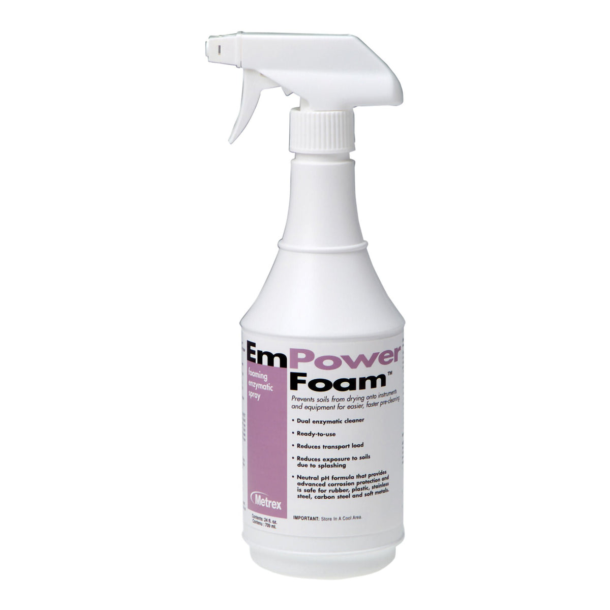 EmPower® Foam™ Dual Enzymatic Instrument Detergent, 24-ounce Spray Bottle, CS/12