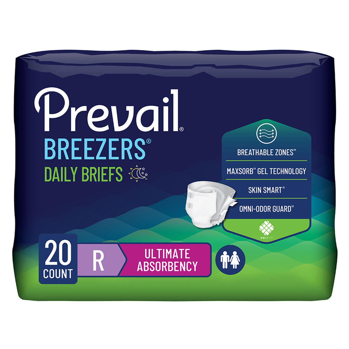 Prevail® Breezers® Ultimate Absorbency Incontinence Briefs, Regular, CS/80