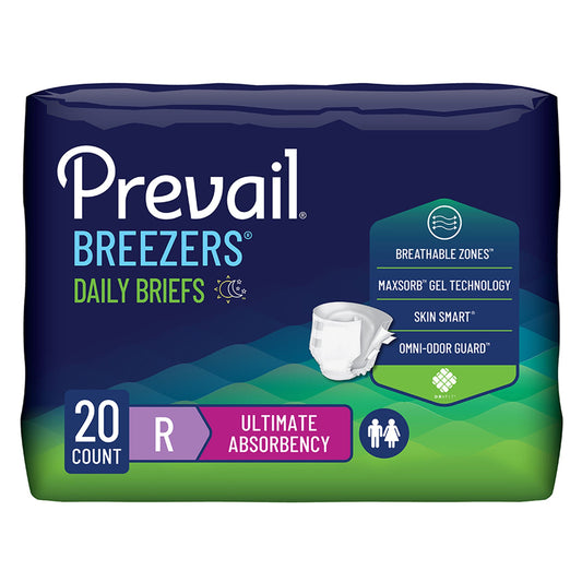 Prevail® Breezers® Ultimate Absorbency Incontinence Briefs, Regular, CS/80