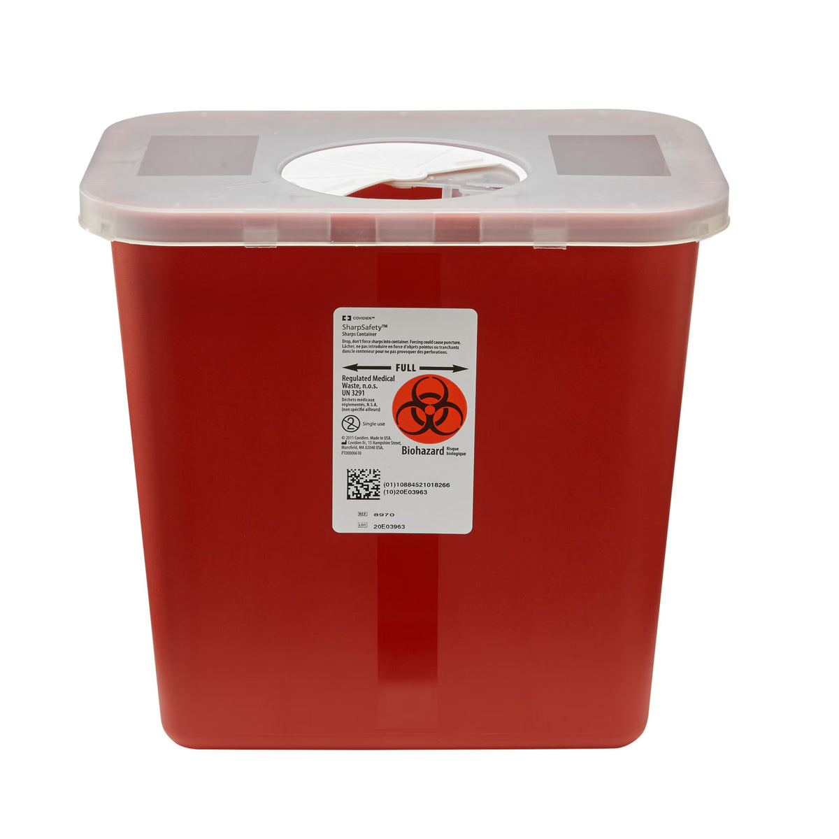 SharpSafety™ Multi-purpose Sharps Container, 2 Gallon, 10.5 x 10 x 7.25 Inch, EA/1