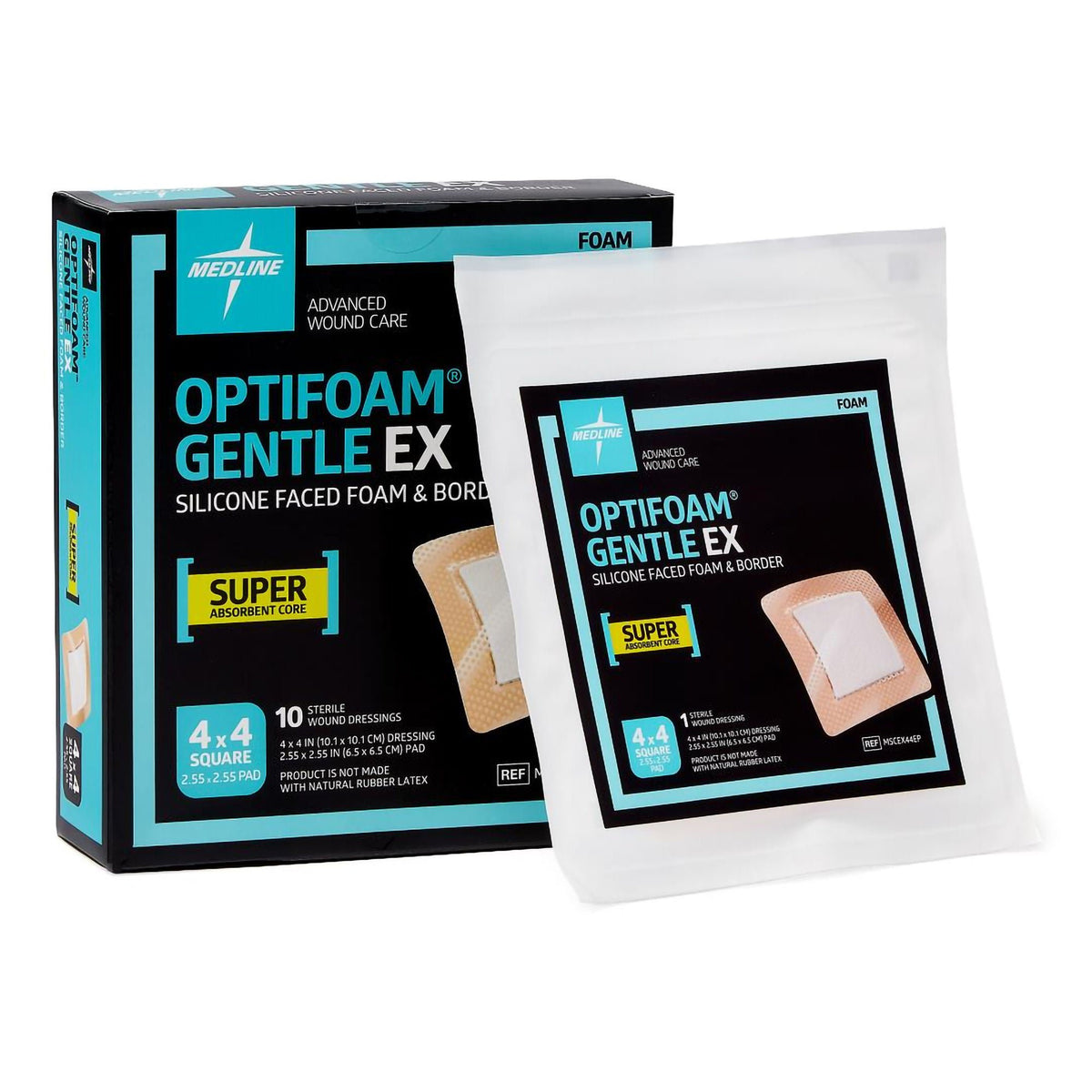 DRESSING, OPTIFOAM GENTLE EX SIL FACED 4"X4" (10/BX 10BX/CS), EA/1