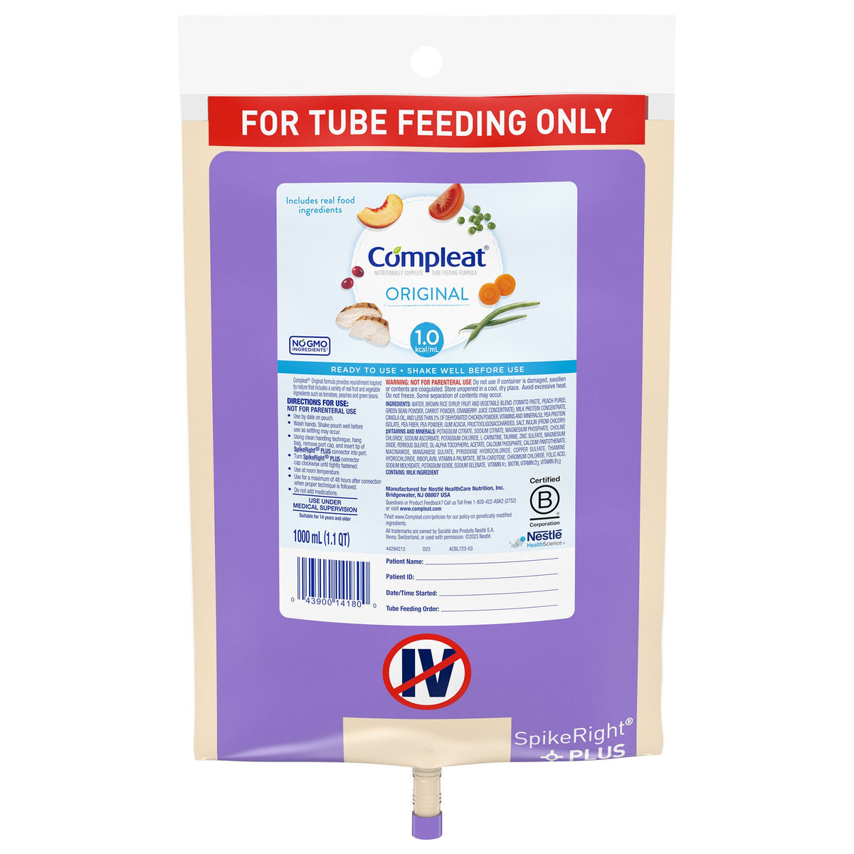 Compleat® Original Nutritionally Complete Tube Feeding, 1000 mL Bag, EA/1