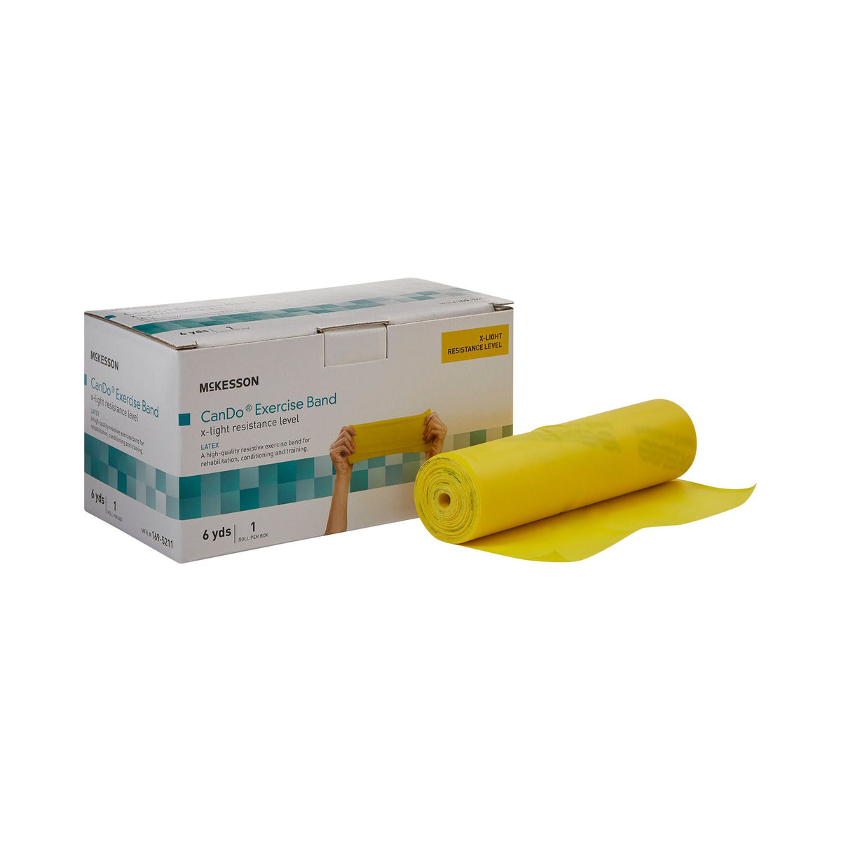 McKesson Exercise Resistance Band, Yellow, 5" x 6 Yard, Extra-Light Resistance, EA/1
