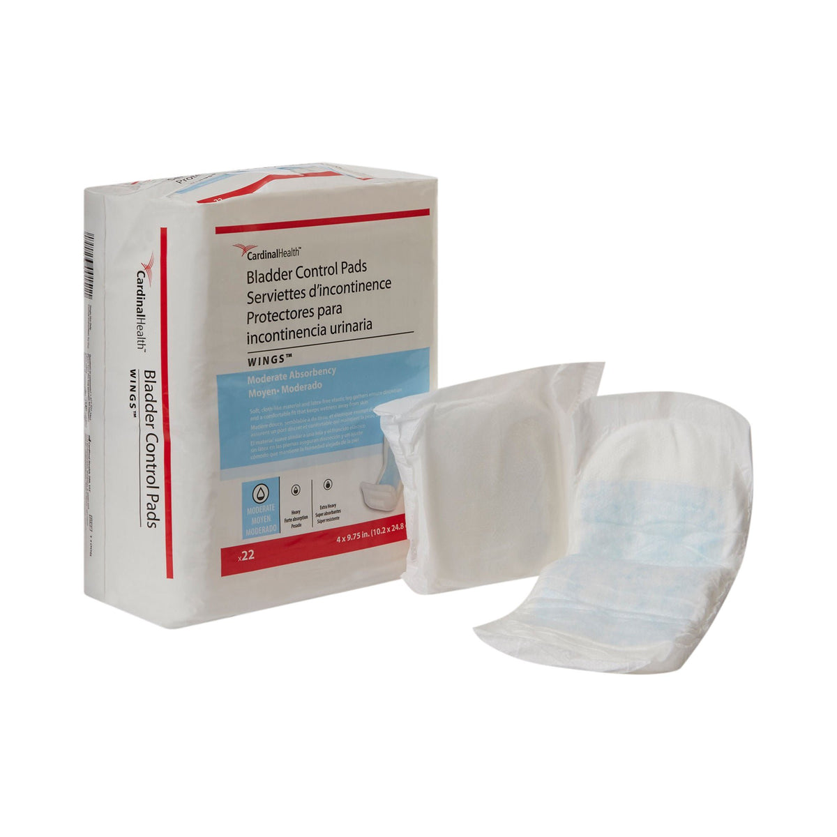 Sure Care™ Bladder Control Pads, Moderate Absorbency, 4 x 9.75 Inch, CS/132