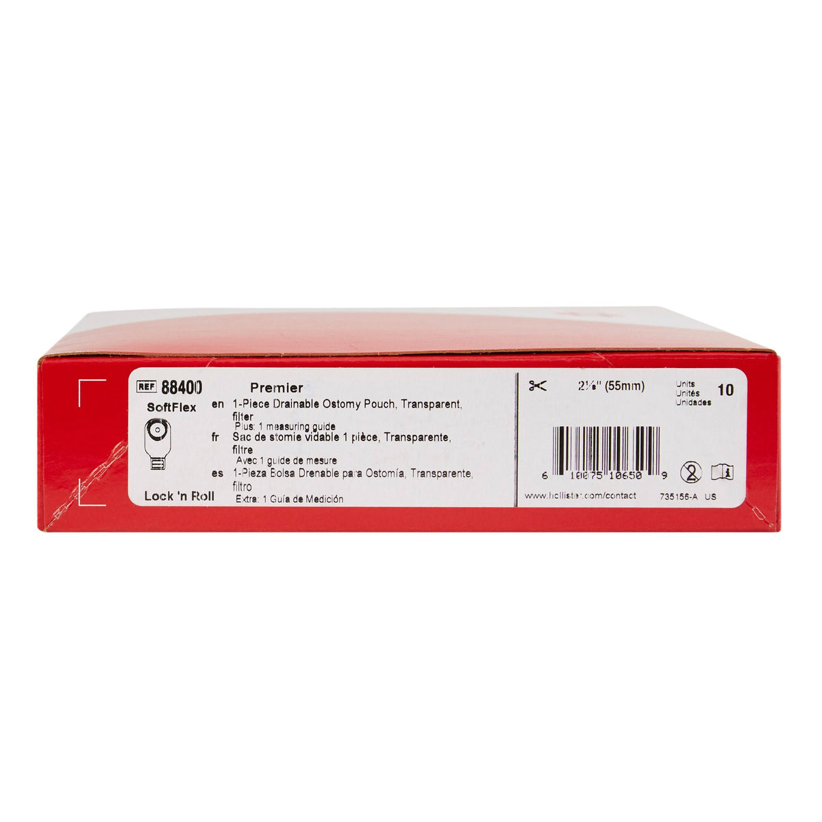 Premier™ 88400 1-Piece Transparent Colostomy Pouch, Cut to Fit Stomas up to 55mm