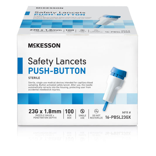 McKesson Push Button Safety Lancet, 23G x 1.8mm, CS/2000