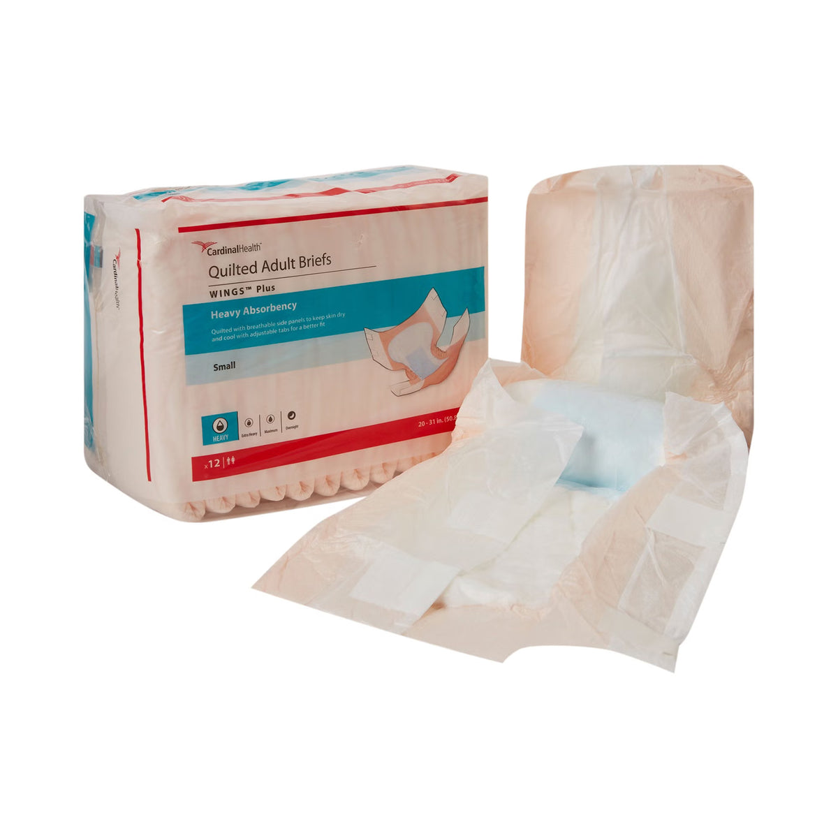 Wings™ Plus Heavy Absorbency Incontinence Brief, Small, BG/12