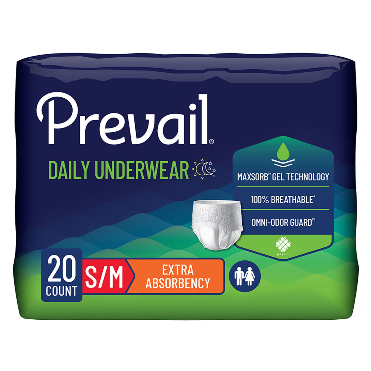 Prevail® Daily Underwear Extra Absorbent Underwear, Medium, PK/20