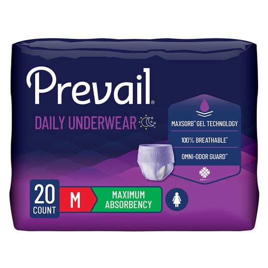 Prevail® for Women Daily Maximum Absorbent Underwear, Medium, CS/80