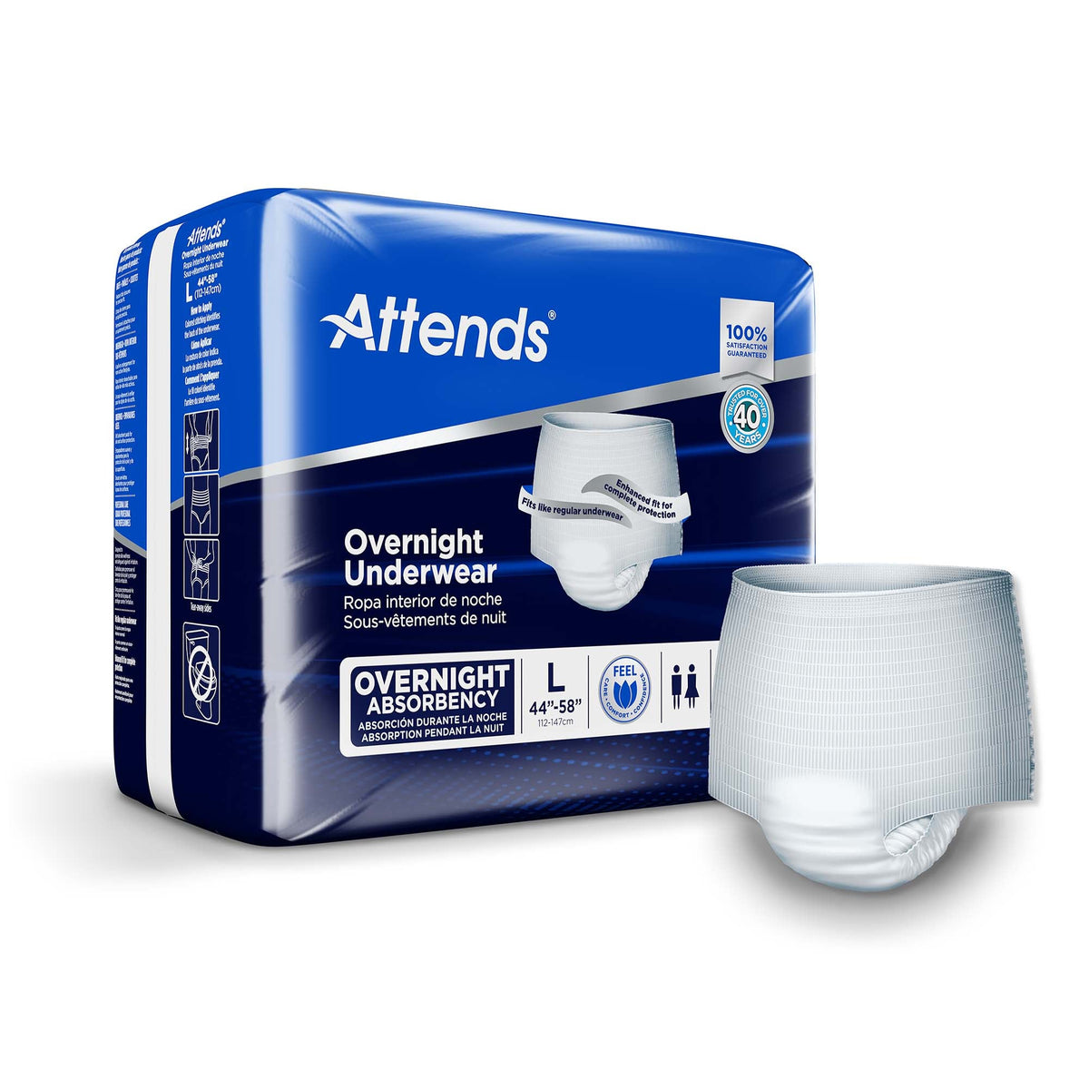 Attends® Overnight Underwear with Extended Wear Protection, Large, CS/56
