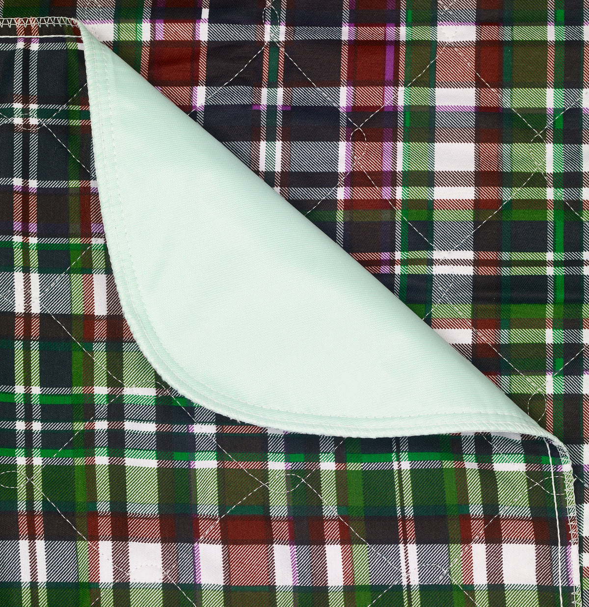 Beck's Classic Highland Reusable Underpad, Blue Plaid with Green Vinyl Barrier, 18" x 24"