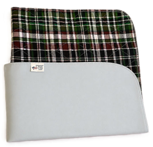 Beck's Classic Highland Reusable Underpad, Blue Plaid Nap Blue Vinyl, 34" x 36"