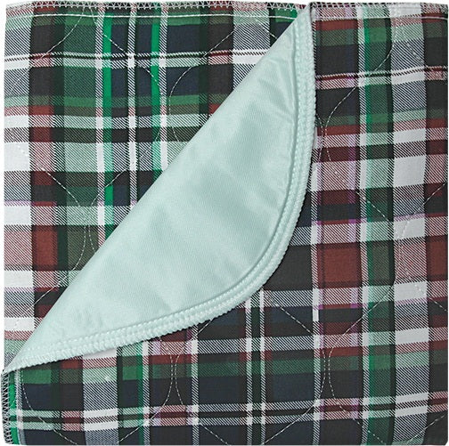 Ibex Re-Usable Plaid Underpad, Green Vinyl, 34" x 36"