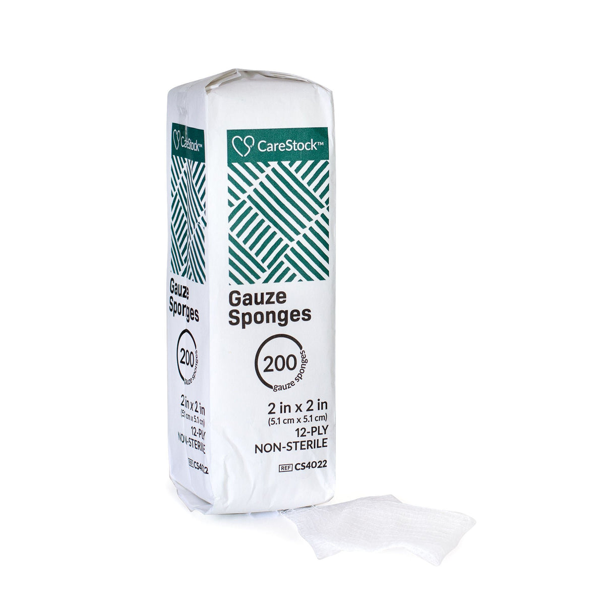 CareStock™ Gauze Sponge, 2 x 2 in. 12-Ply, Medical-Grade Cotton Wound Dressing, CS/8000