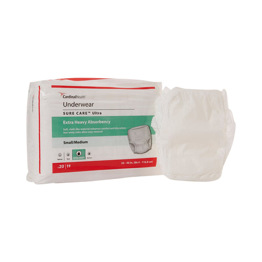 Sure Care™ Ultra Extra Heavy Absorbent Underwear, Small / Medium, CS/80