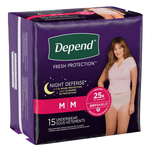 Depend® Night Defense® Women's Absorbent Underwear, Medium, PK/15