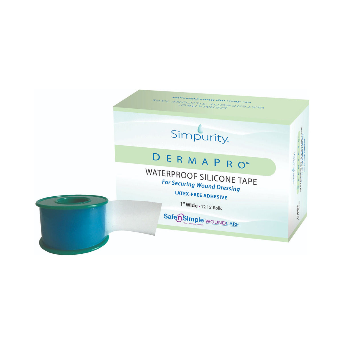 DermaPro™ Silicone Medical Tape, 1 Inch x 5 Yard, Transparent, RL/1