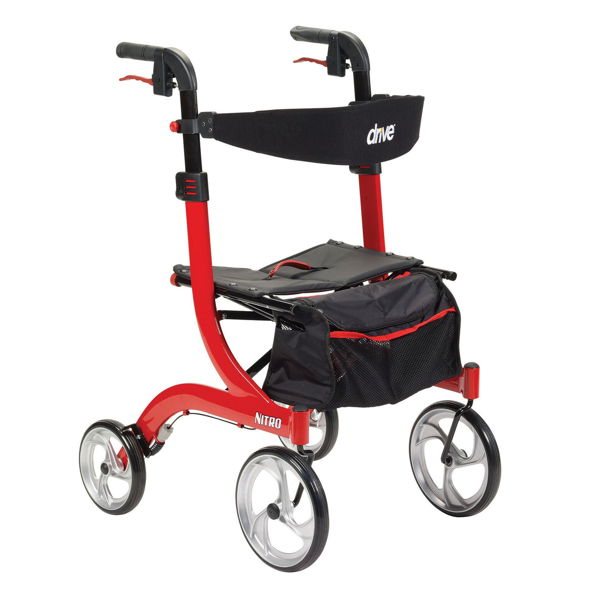 drive™ Nitro Four-Wheel Rollator, Red, EA/1