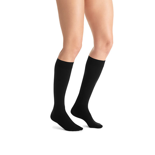 JOBST Opaque Compression Knee-High with SoftFit Band, 20-30, Closed Toe, X-Large, Classic Black
