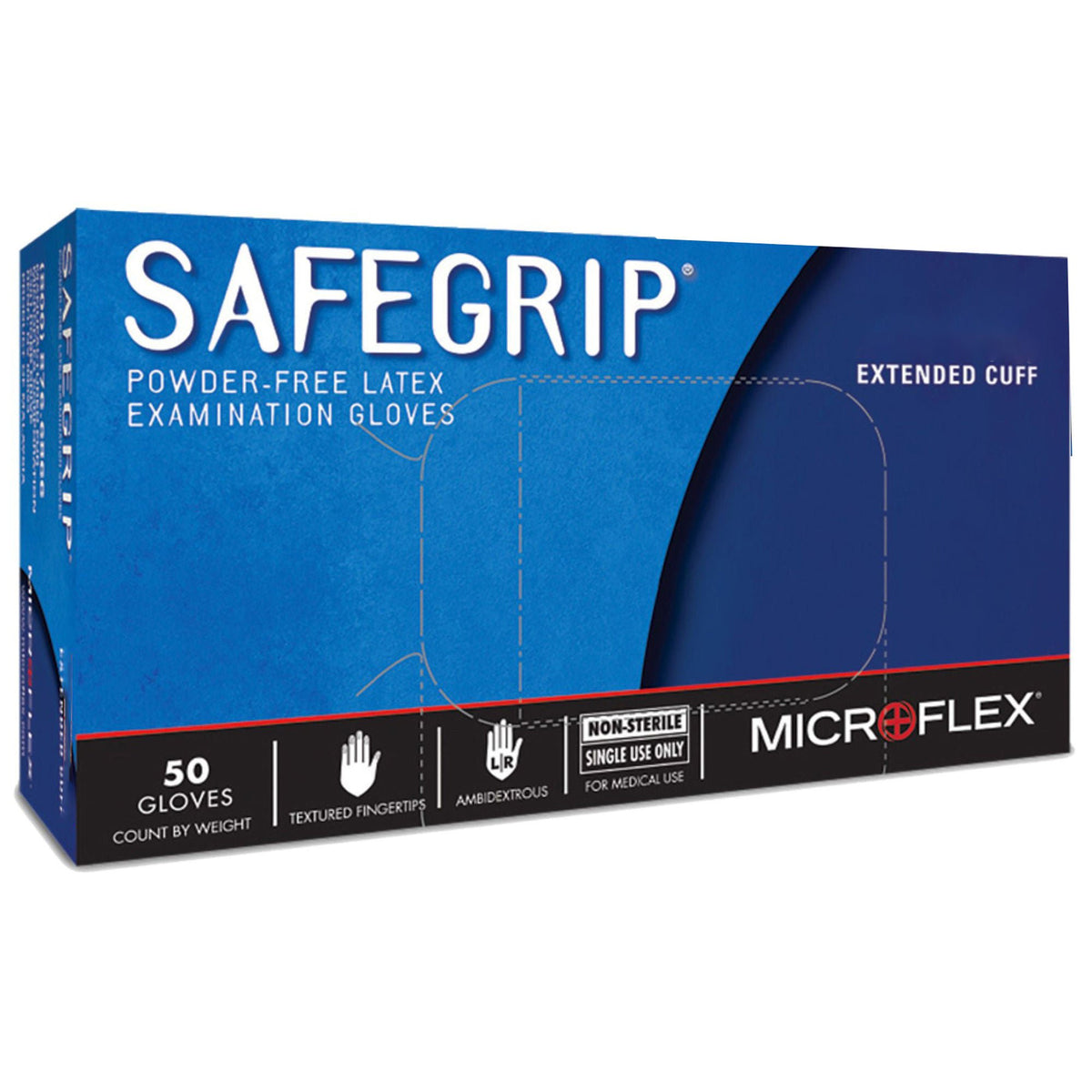 SafeGrip® Latex Extended Cuff Length Exam Glove, Extra Large, Blue, CS/500