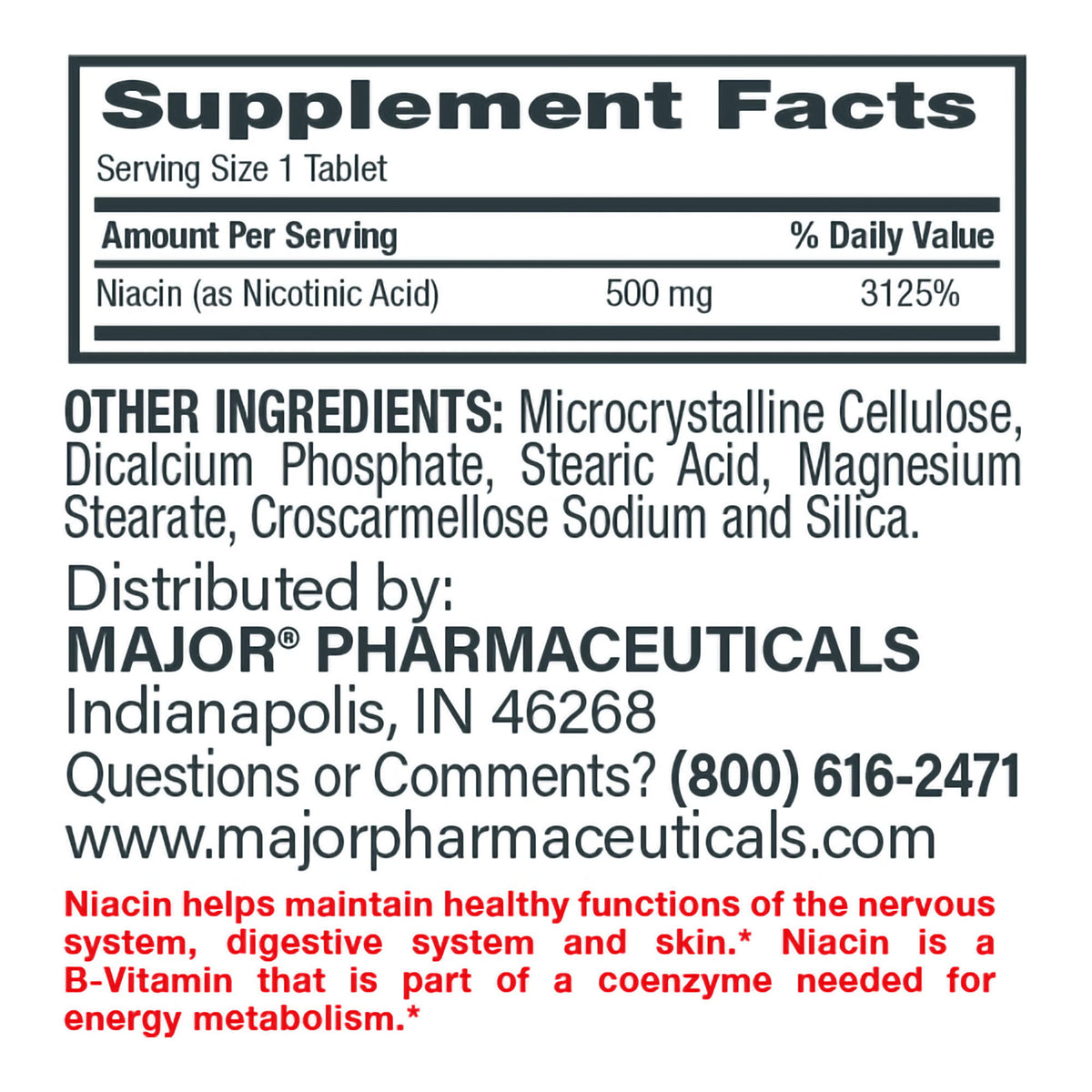 Major® Vitamin B-3 Dietary Supplement, BT/1