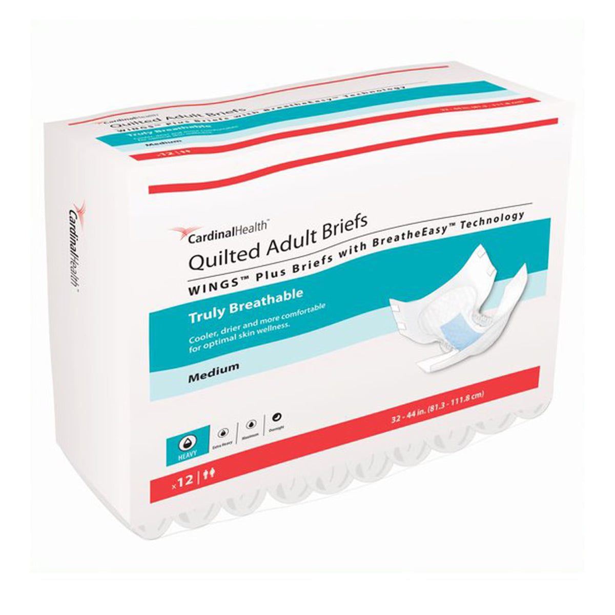 Wings™ Quilted Plus with BreatheEasy™ Technology Incontinence Brief, Medium, BG/12