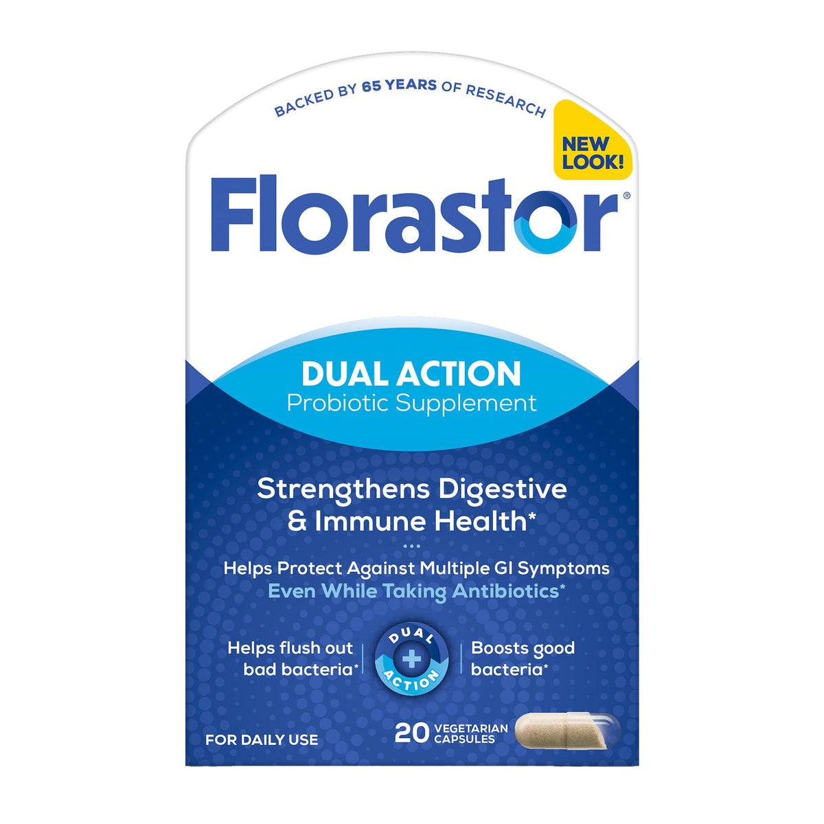 Florastor® Dual Action Probiotic Vegetarian Capsules, BX/20