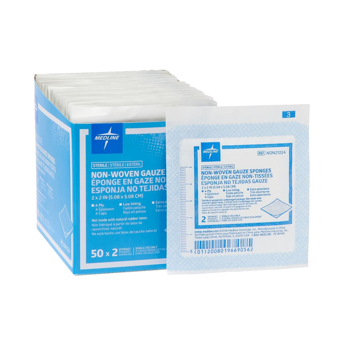 Avant Gauze® Sterile Nonwoven Sponge, 2 x 2 Inch, 4-Ply, BX/50