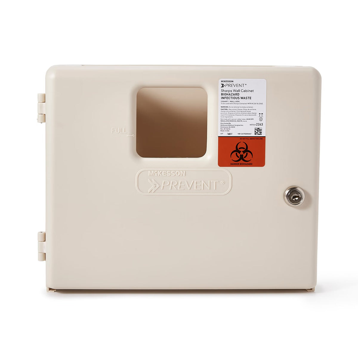McKesson Prevent® Sharps Collector Wall Cabinet, 12¼ x 4¾ x 10 Inch, CS/2