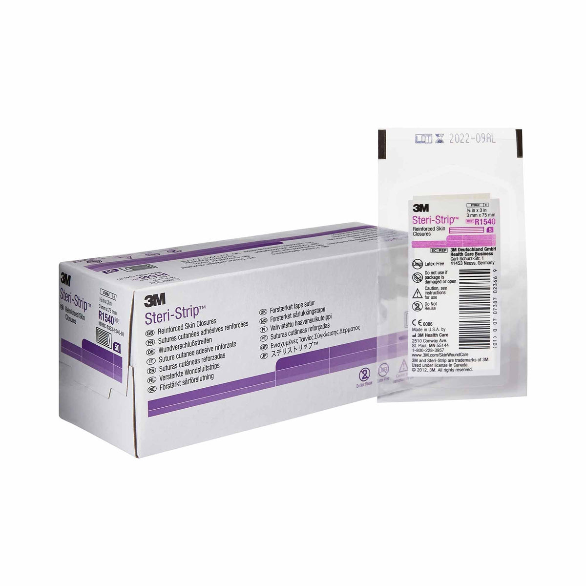 3M Steri-Strip Skin Closure Strips, nonwoven Material, Reinforced Strip, White, CS/200