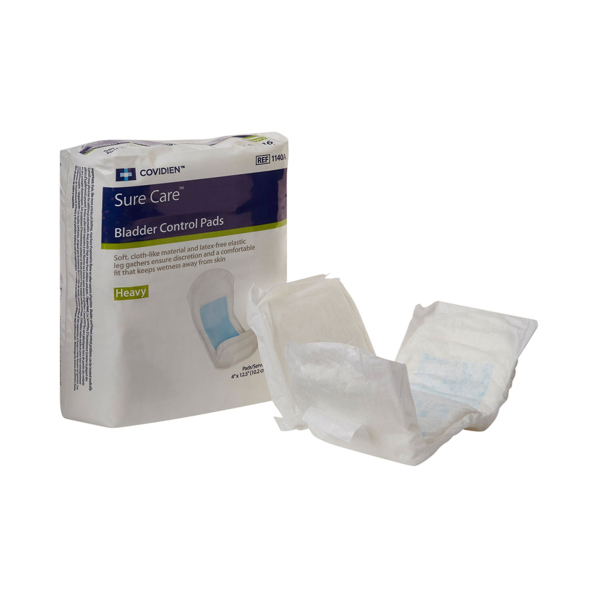 Sure Care™ Bladder Control Pads, Heavy Absorbency, 4 x 12.5 Inch, BG/16