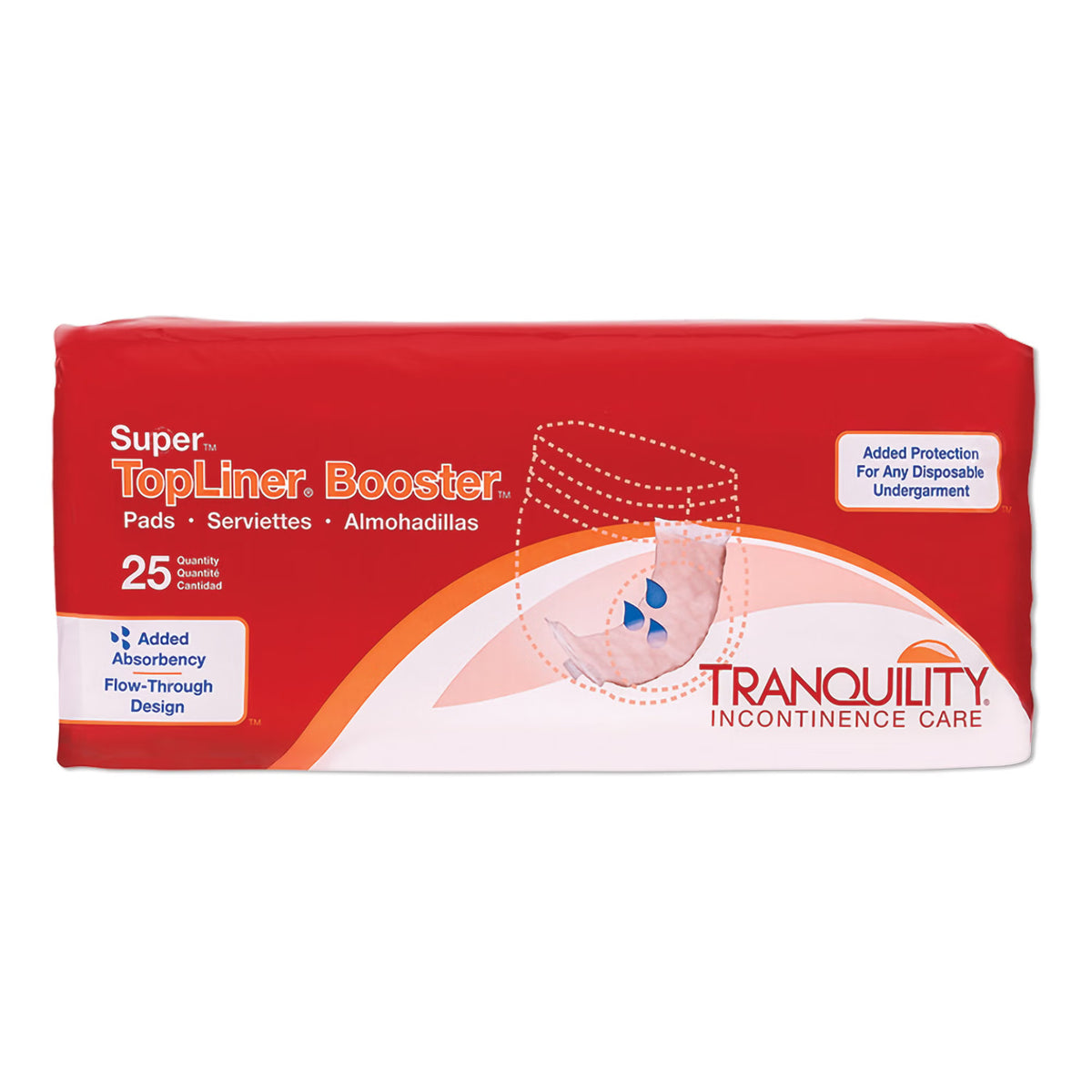 TopLiner™ Super Added Absorbency Incontinence Booster Pad, 4¼ x 15 Inch, BG/25