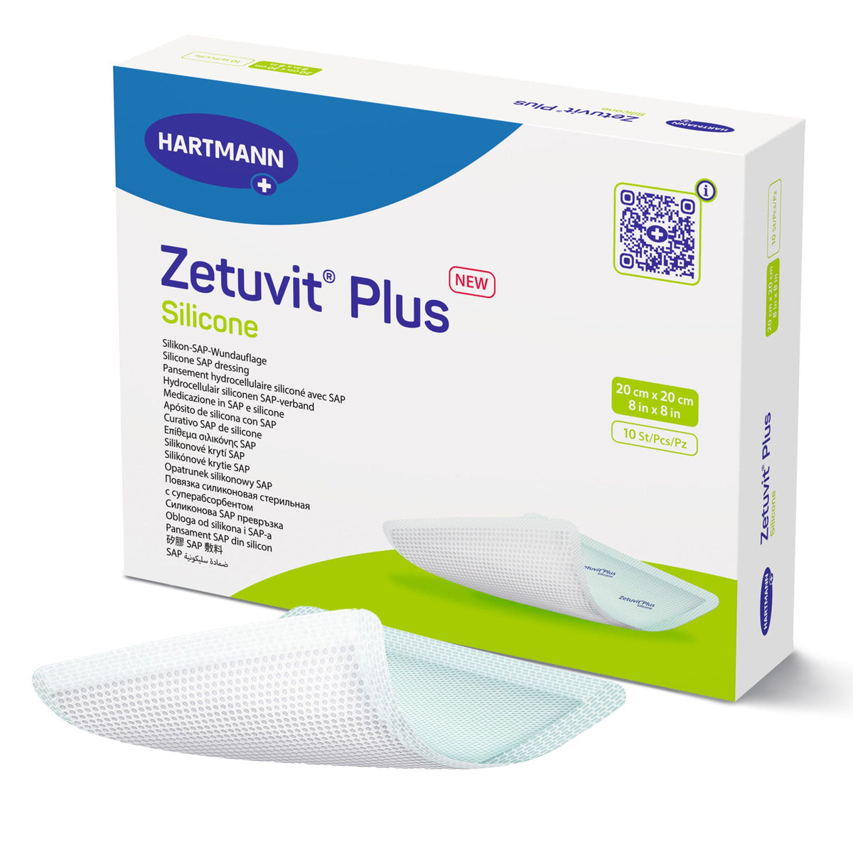 Zetuvit® Plus Silicone Super Absorbent Dressing, 8 x 8 Inch