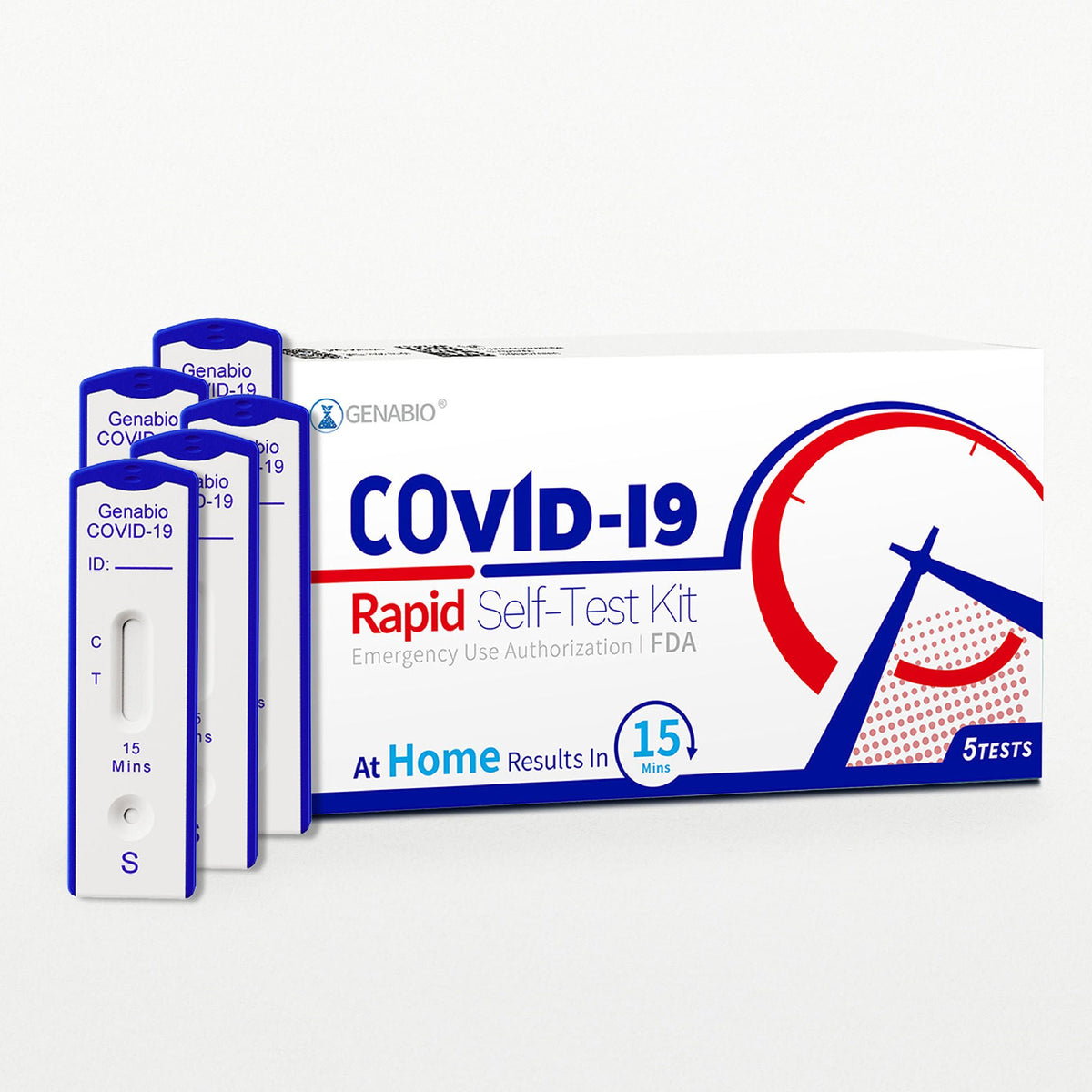 Genabio® COVID-19 at Home Rapid Self-Test Kit, Five Tests per Pack, KT/1