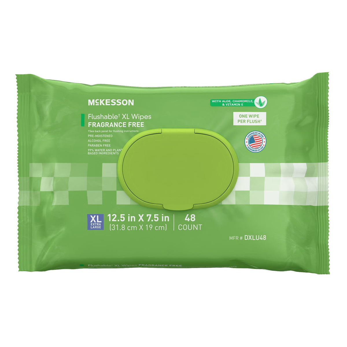 McKesson Flushable* Wet Wipes XL - Unscented, 48 Wipes per Pack, CS/576