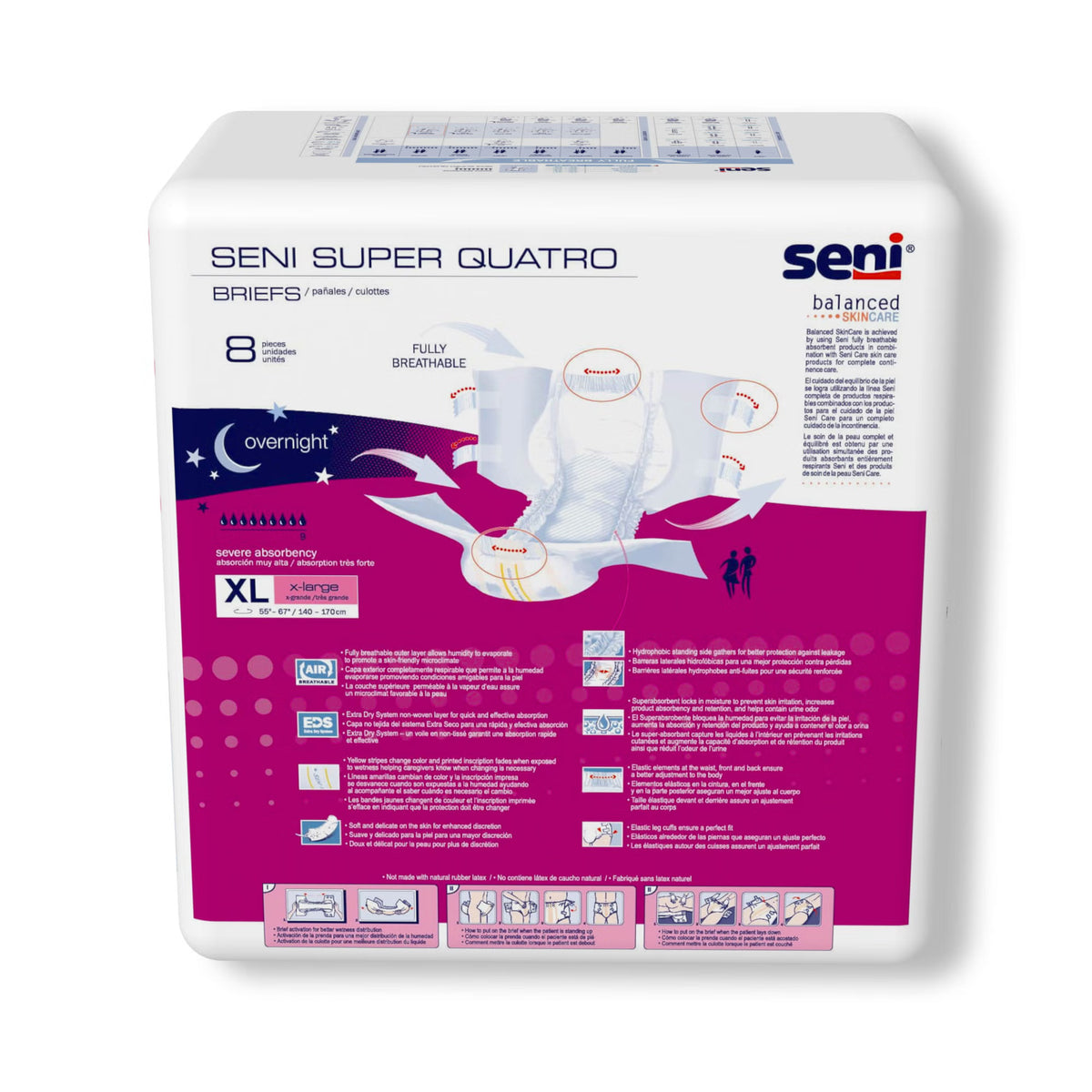 Seni® Super Quatro Severe Absorbency Incontinence Brief, Extra Large