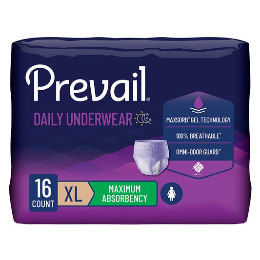 Prevail® Daily Absorbent Underwear, X-Large, Lavender, CS/64