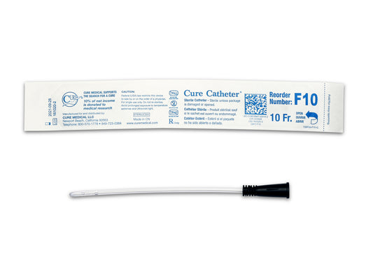 Cure Catheter Uncoated, Single, Female, 6" Straight Tip, 10 FR