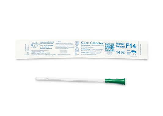 Cure Catheter Uncoated, Single, Female, 6" Straight Tip, 14 FR