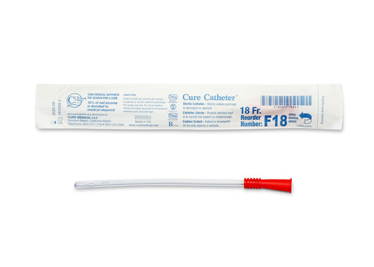Cure Catheter Uncoated, Single, Female, 6" Straight Tip, 18 FR