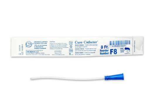 Cure Catheter Uncoated, Single, Female, 6" Straight Tip, 8 FR