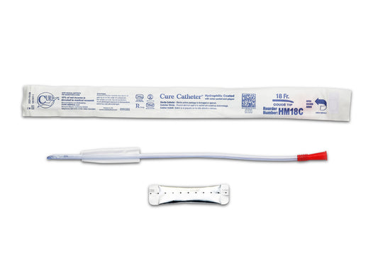 Hydrophilic Cure Catheter, 16" Male, Coude Tip, 18 FR