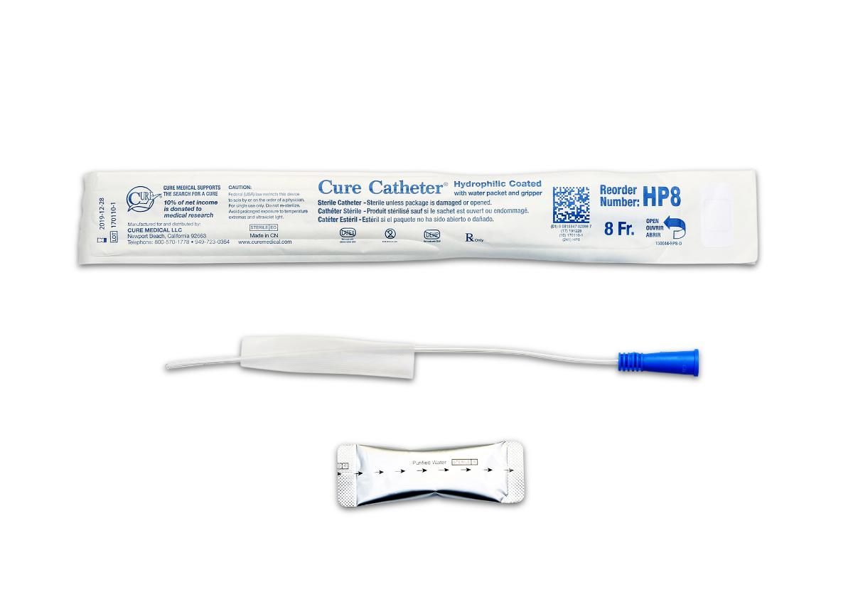 Hydrophilic Cure Catheter, 10" Pediatric, Straight Tip, 8 FR