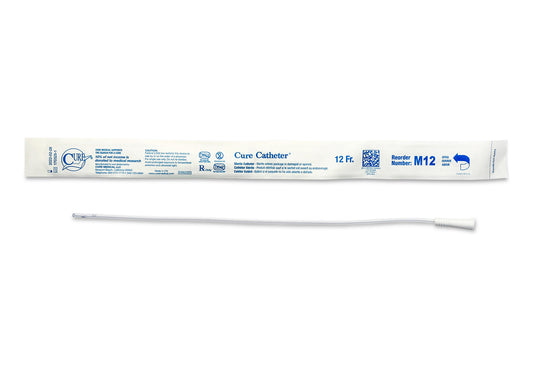 Cure Catheter Uncoated, Single, Male, 16" Straight Tip, 12 FR