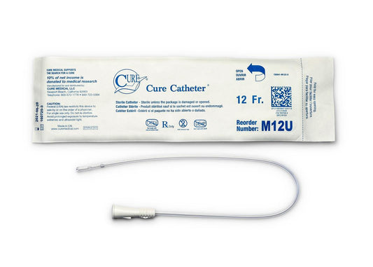 Cure Medical Pocket Catheter, Single, Male, 16" Straight Tip, 12 FR