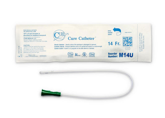 Cure Medical Pocket Catheter, Single, Male, 16" Straight Tip, 14 FR