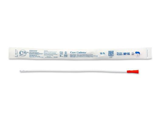Cure Catheter Uncoated, Single, Male, 16" Straight Tip, 16 FR