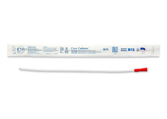 Cure Catheter Uncoated, Single, Male, 16" Straight Tip, 18 FR